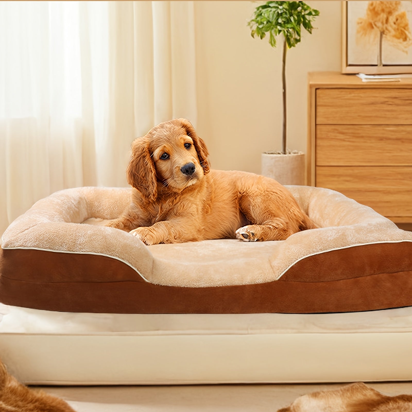 Luxury Plush Dog Bed Sofa - Soft, Washable, All-Season Comfort in Deep Gray - Perfect for Small to Large Breeds - Cozy and Durable Polyester Design
