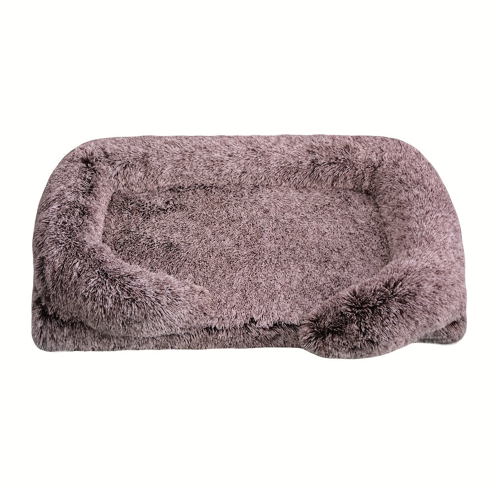 Removable Double-Layer Long Fur Pet Sofa for Dogs, Polyester Fiber Fill, Small to Large Breed Dog Bed, Easy Assembly, Mixed Colors, Cozy Plush Texture, Detachable Design for Cleaning, Perfect for All Seasons, Sofa Pet Bed