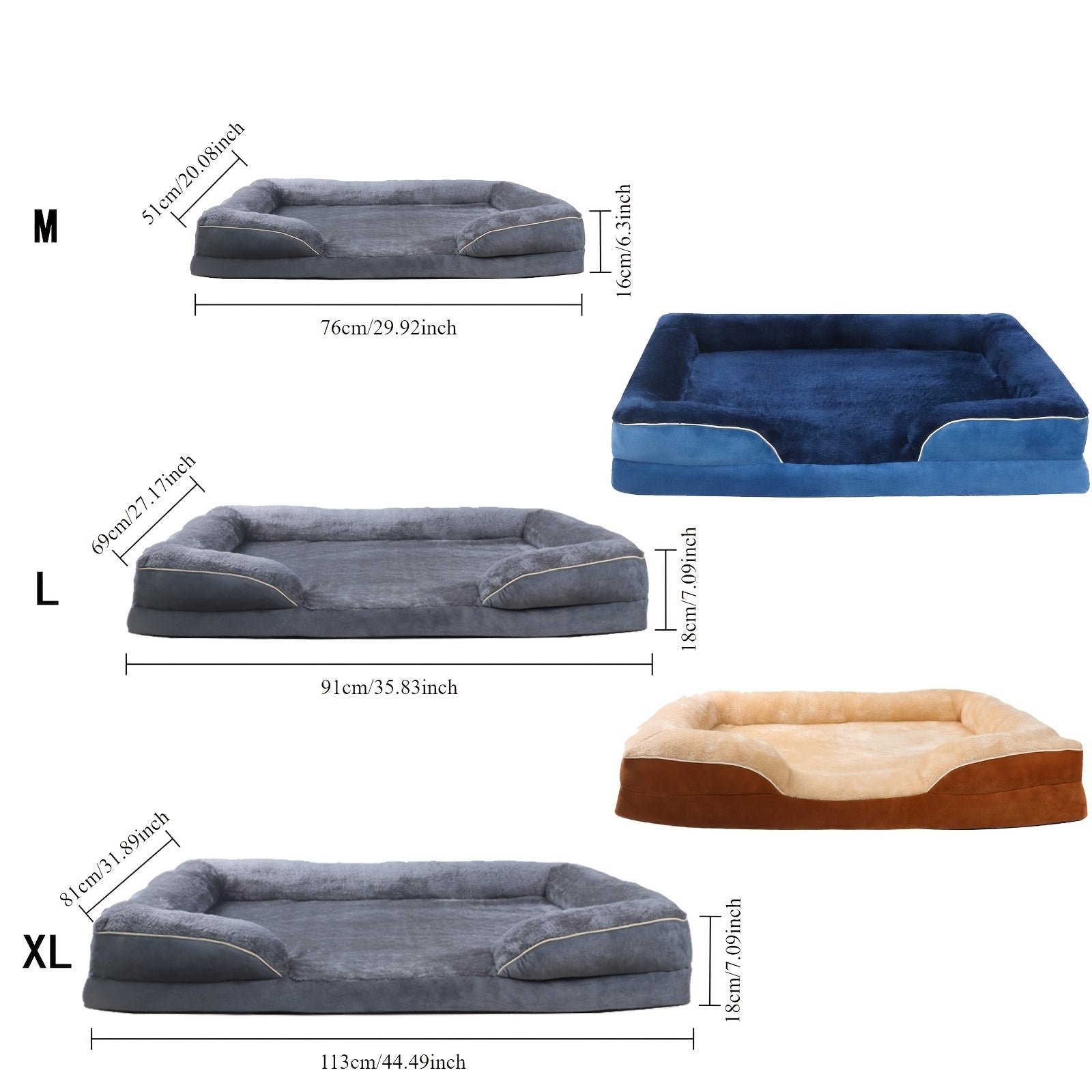 Luxury Plush Dog Bed Sofa - Soft, Washable, All-Season Comfort in Deep Gray - Perfect for Small to Large Breeds - Cozy and Durable Polyester Design