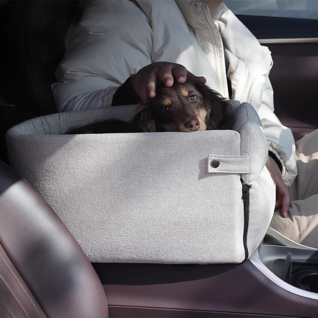 [Cozy Dog Bed] Soft, Warm 1pc Cozy Polyester Dog Bed | Removable Cover, Secure Pet Car Seat for Small to Medium Breeds, Ideal for Traveling - Travel Comfort, Plush Interior, Secure Closure