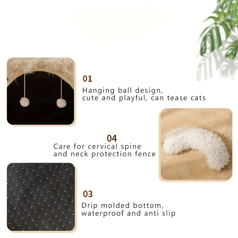 1pc Winter Sheep Nest Series Closed Cat Nest - Soft Polyester, Warm Thickened Pet Bed with Detachable Cover, Round Design for Cats and Dogs, Pet Supplies|Cozy Pet Bed|Detachable Cover Nest