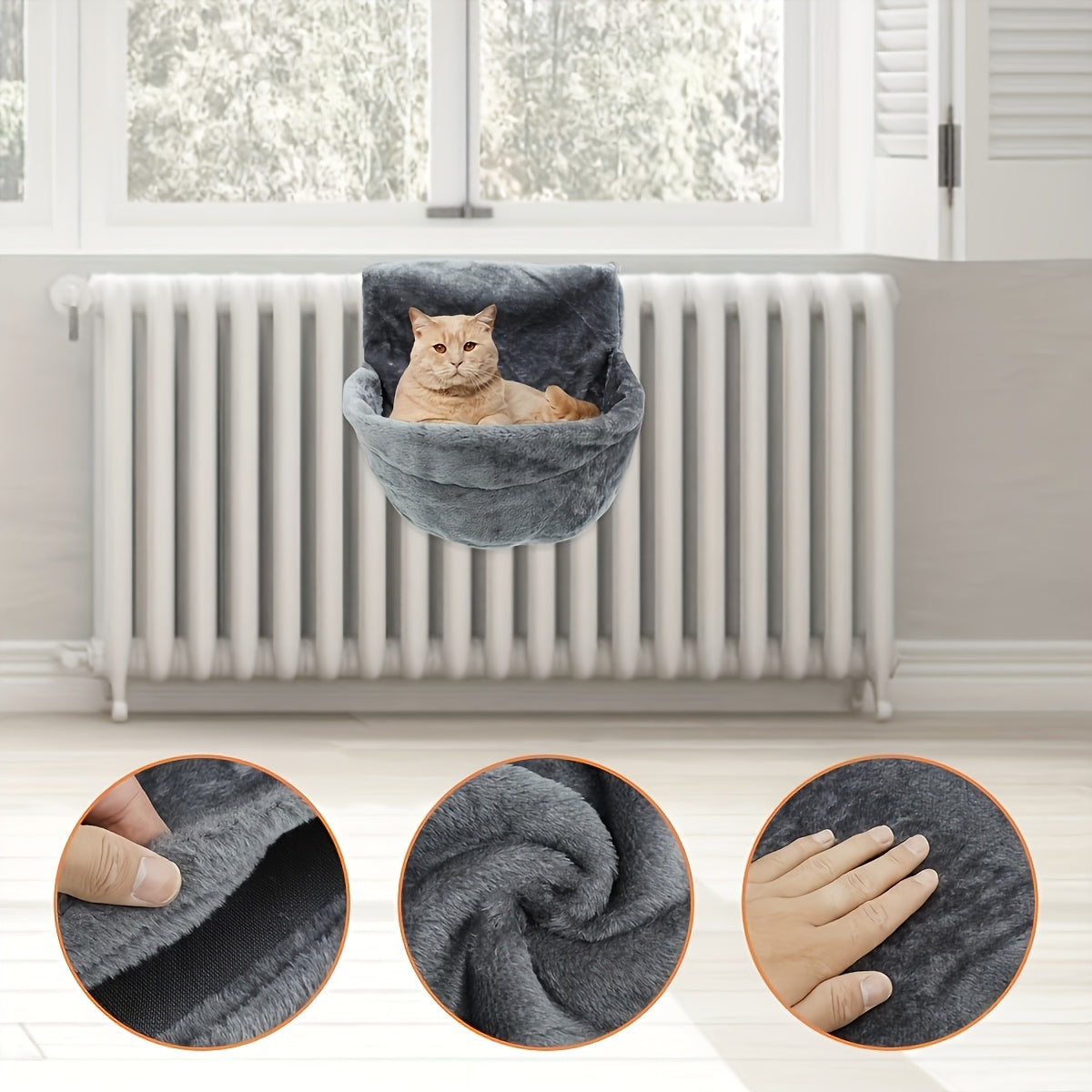 Sturdy Steel Frame Cat Hammock with Plush Polyester Circular Pet Bed - Warm & Comfortable Hanging Nest for Indoor/Outdoor Cats, Kittens, Puppies & Small Dogs - Easy to Assemble Safe Cozy Sleeping Bag, Cat Window Hammock, Soft Fabric, Indoor Pets