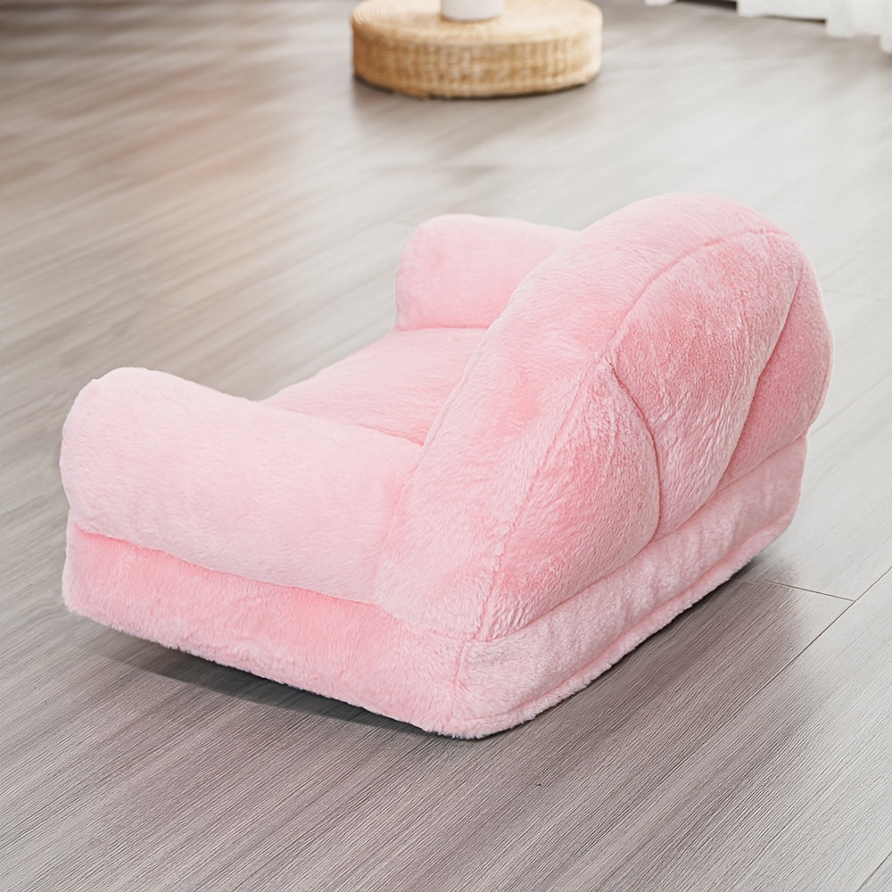 1pc Cozy Pet Sofa Bed, Polyester Cat and Dog Lounger with Removable Washable Cover, All-Season Comfort for Cats and Small Pets, Indoor Pet Bed|Modern Pet Furniture|Washable Pet Bed