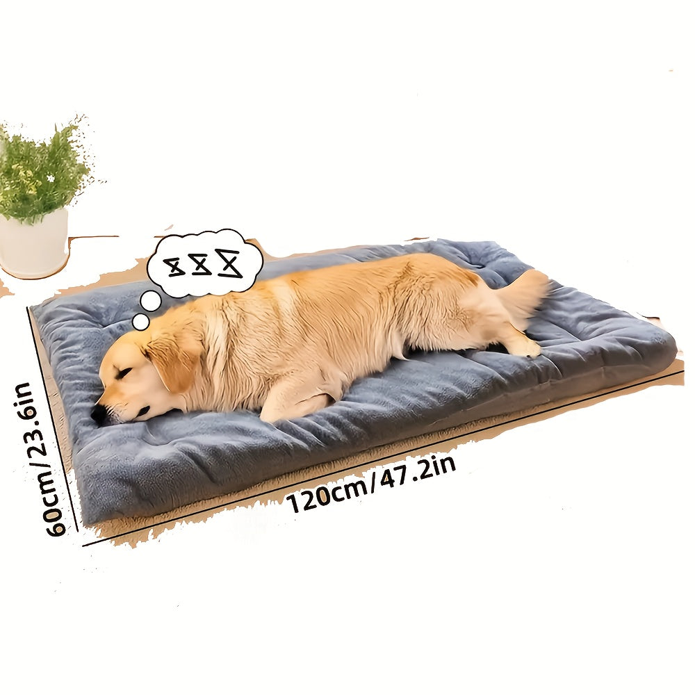 1pc Extra Large Plush Dog Bed Mat, Ultra-Soft Polyester Pet Sofa with Checkered Pattern, Thickened Fiber Filling for Cozy Comfort - Ideal for Small, Medium, and Large Dogs