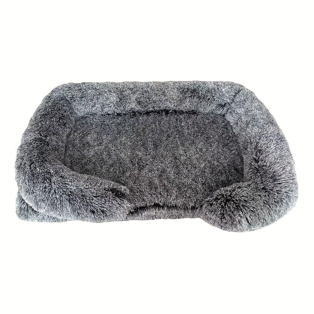 Removable Double-Layer Long Fur Pet Sofa for Dogs, Polyester Fiber Fill, Small to Large Breed Dog Bed, Easy Assembly, Mixed Colors, Cozy Plush Texture, Detachable Design for Cleaning, Perfect for All Seasons, Sofa Pet Bed