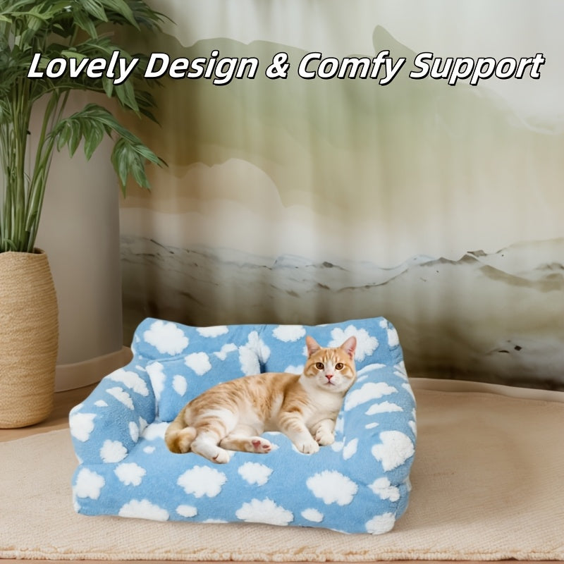 [Cozy Pet Sofa] Large Cozy Cloud Pattern Pet Sofa Bed | Soft & Warm, Detachable Cover, Durable Polyester, Ideal for Indoor/Outdoor Use, All-Season Sofa Bed for Dogs & Cats